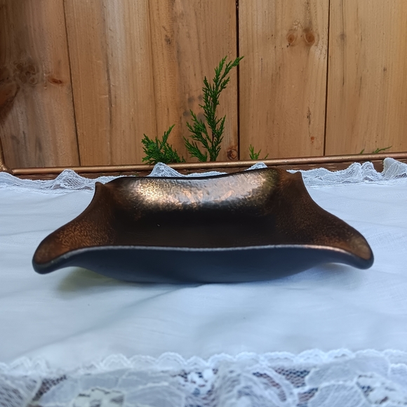 Vintage Sascha Brastoff Gold and Black Square Pottery Dish - Picture 5 of 11
